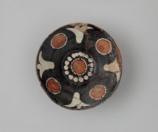 Bowl with Polychrome Decoration on a Black Slip Ground, Iran, 10th century. Creator: Unknown.