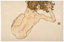 Crouching Nude, Back View, 1917. Creator: Schiele, Egon (1890-1918)