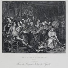 A Rake's Progress: Tavern Scene, 1732-1735. Creator: William Hogarth.