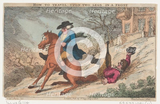 How to Travel Upon Two Legs in a Frost, May 4, 1808., May 4, 1808. Creator: Thomas Rowlandson.
