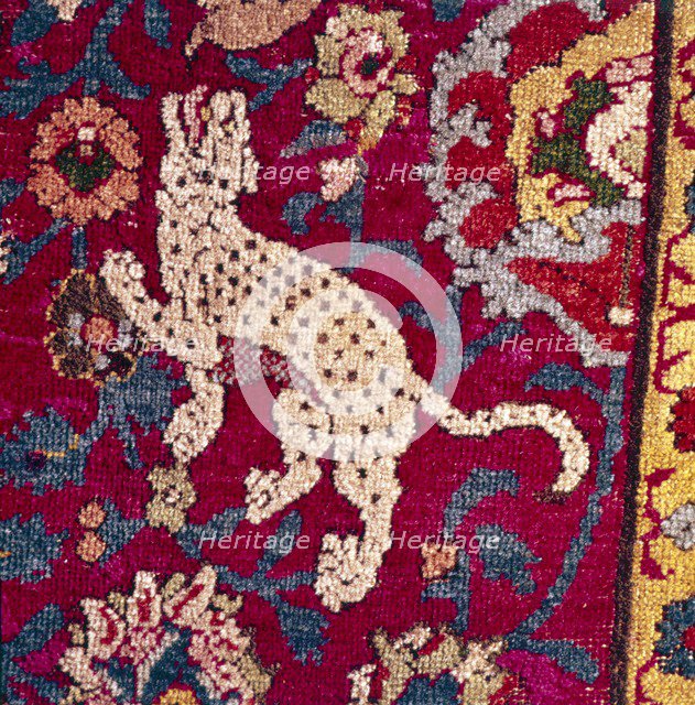 Detail feline on Persian Carpet, 16th century. Artist: Unknown.
