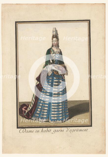 Lady in a dress trimmed with embellishment, c.1685-c.1690. Creator: Unknown.