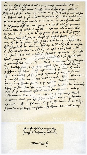Letter from Sir Thomas More to Henry VIII, 5th March 1534.Artist: Sir Thomas More