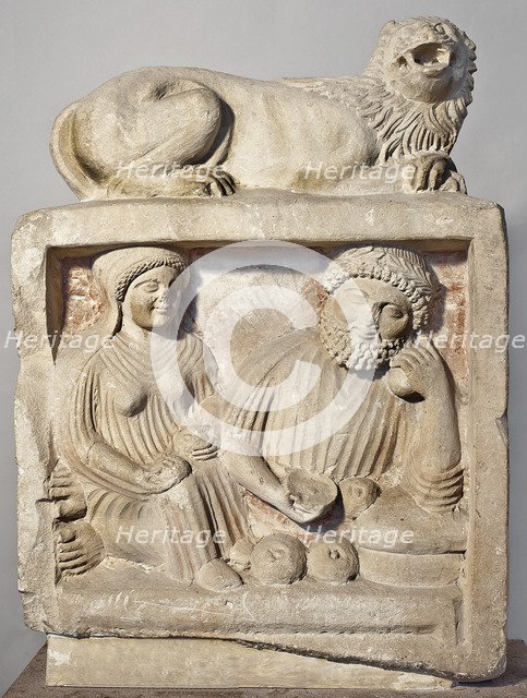 Tombstone depicting a ritual meal.