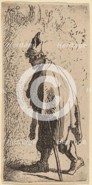 Beggar with a Stick, Walking to the Left, 1631. Creator: Rembrandt Harmensz van Rijn.