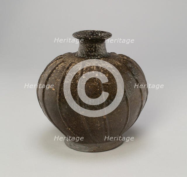 Jar with Vertical Ribs, Korea, Three Kingdoms period (57 B.C.-A.D. 668), Silla..., 7th century. Creator: Unknown.