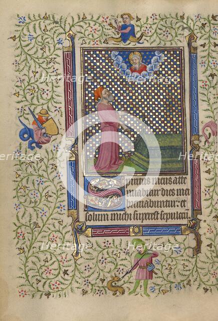 Job Pointing to a Grave; Book of Hours, about 1410. Creator: Unknown.