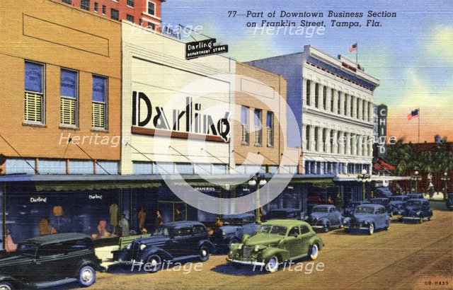 Part of the downtown business district, Franklin Street, Tampa, Florida, USA, 1940. Artist: Unknown