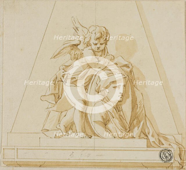 Preliminary Design for Monument to John Gay the Poet, c. 1736. Creators: John Michael Rysbrack, Richard Wilson.