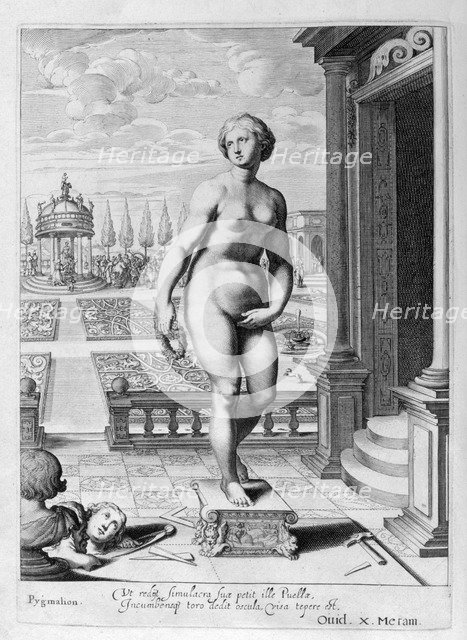 Pygmalion is enamoured with a statue he has made, 1655. Creator: Unknown.