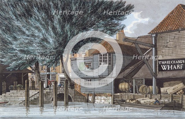 'Three Cranes Wharf', 1801. Artist: Charles Tomkins