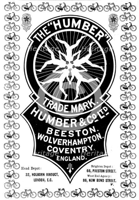 Advertisement for Humber Cycles, 1898. Creator: Unknown.