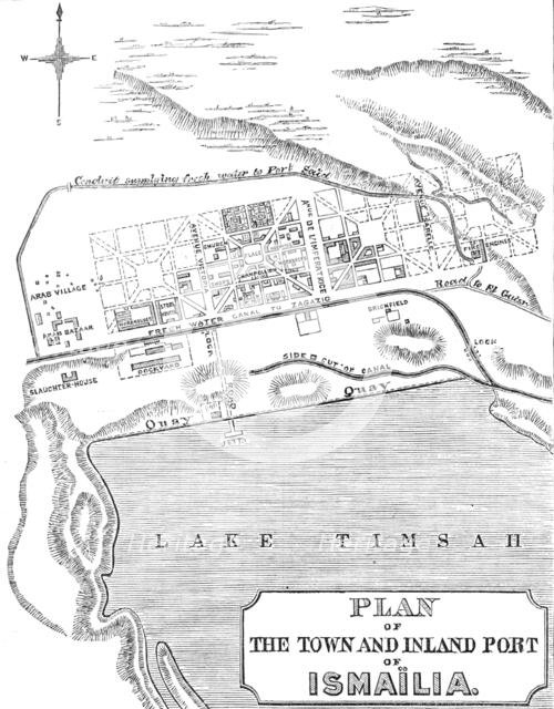 Plan of the town and inland port of Ismaïlia, 1869. Creator: Unknown.