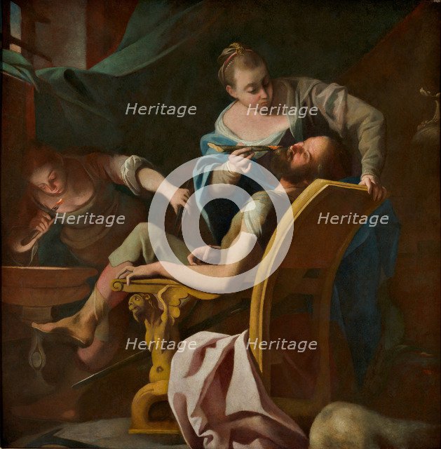 Dionysius, tyrant of Syracuse and his daughters removing his beard.