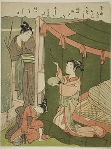 Courtesan Burning Mosquitoes as Her Guest Arrives, c. 1772/73. Creator: Shiba Kokan.