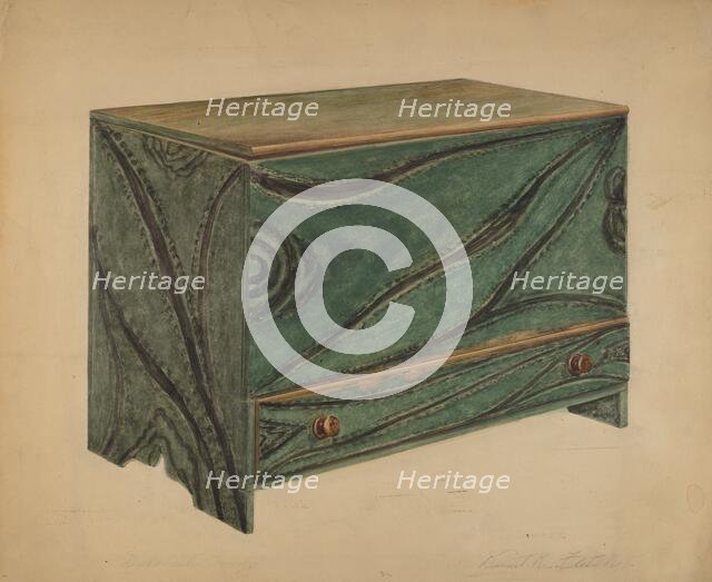 Painted Wooden Chest, c. 1939. Creator: Daniel Fletcher.