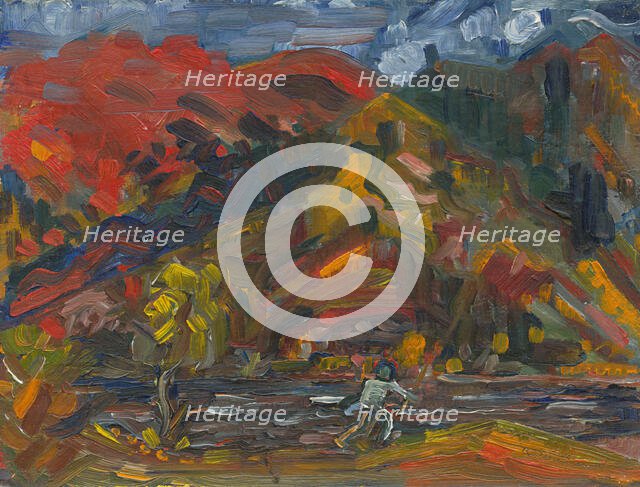 Man on the river bank, 1935-1940. Creator: Arnold Peter Weisz-Kubincan.