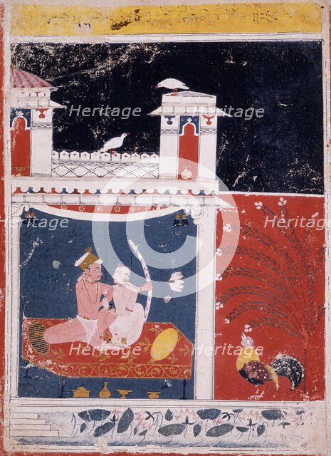 Vibhasa Ragini, Fourth Wife of Megha Raga, Folio from a Ragamala..., between c1660 and c1675. Creator: Unknown.