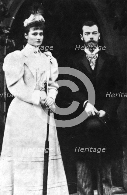 Tsarina Alexandra Feodorovna and Tsar Nicholas II of Russia, c1900.  Artist: Unknown.