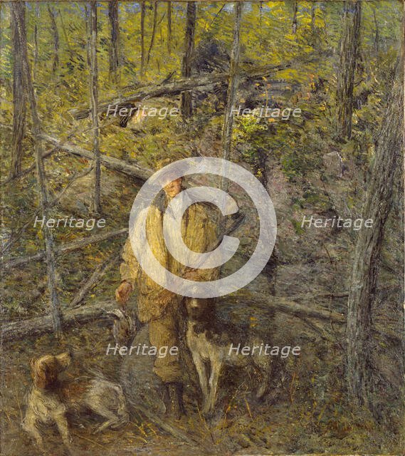 Hunter and Dogs, 1912. Creator: Julian Alden Weir.