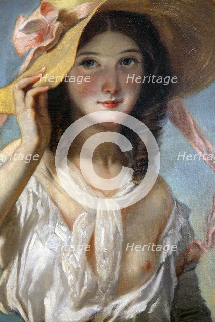 'Young Girl with Flowers', 1843. Artist: Camille Joseph Etienne Roqueplan