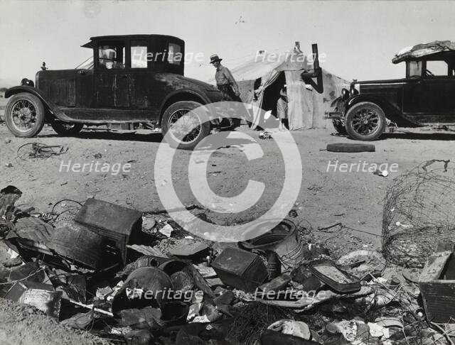 Refugee families encamped near Holtville, California, 1937. Creator: Dorothea Lange.