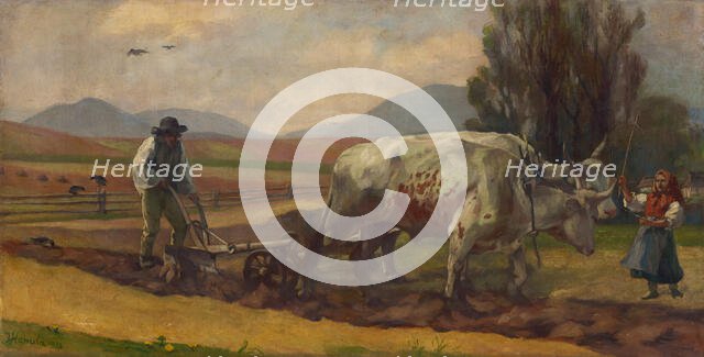 Ploughing, 1913. Creator: Jozef Hanula.