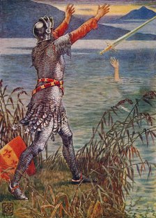 'Sir Bedivere casts the sword Excalibur into the Lake', 1911.  Artist: Walter Crane.