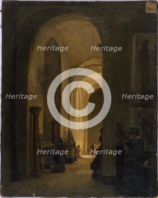 Corridor of the Louvre, 1880. Creator: B Armillon.