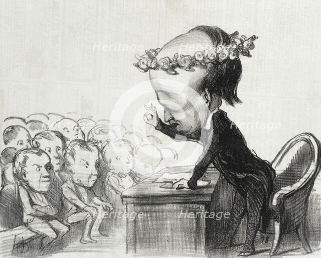 Victor Hugo dans un discours en trois points.., 1849. Creator: Honore Daumier.