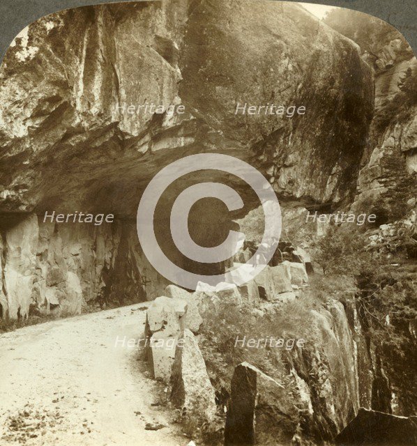 'The wonderful Bratlandsdal road, blasted through mountain walls of solid rock, Norway', c1905. Creator: Unknown.