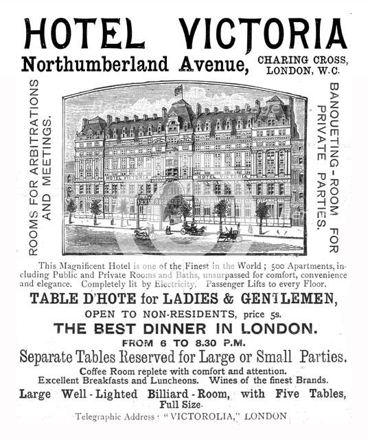''Hotel Victoria, Northumberland Avenue', 1891. Creator: Unknown.