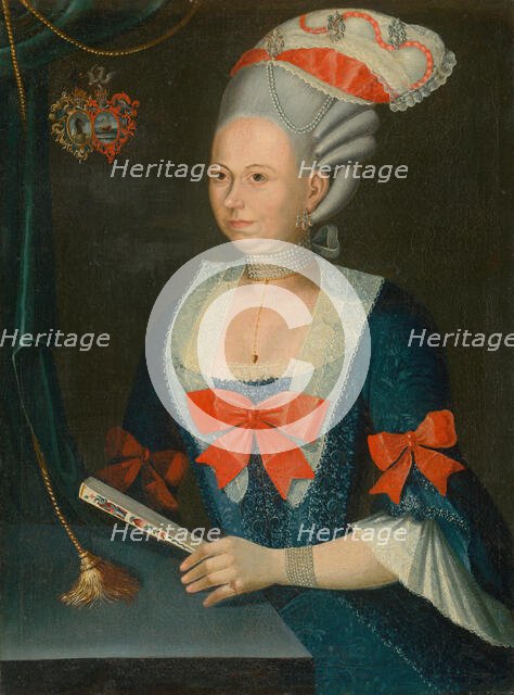 Portrait of a Woman in a Wig with a Fan, 1780-1790. Creator: Joseph Vitony.