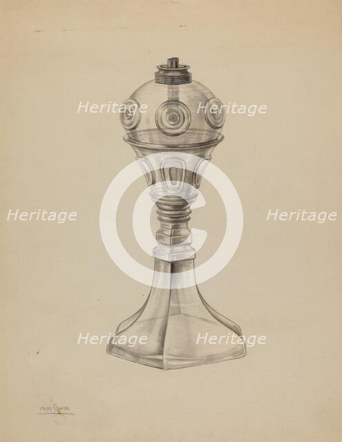 Whale Oil Lamp, c. 1938. Creator: Charles Caseau.