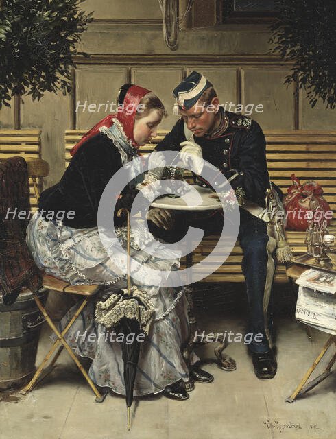 Outside the Café A Porta, Copenhagen, 1882. Creator: Vilhelm Rosenstand.