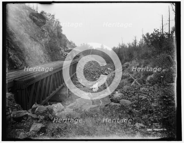 Montreal River, bridge at rock cut, Wisconsin, between 1880 and 1899. Creator: Unknown.