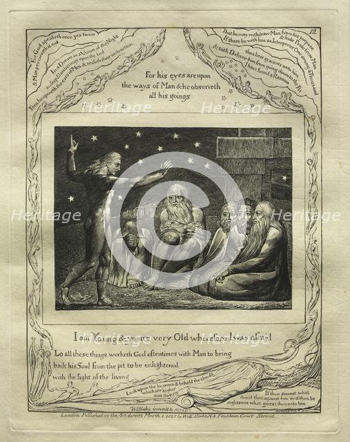 The Book of Job: Pl. 12, I am Young and ye are very Old wherefore I was afraid, 1825. Creator: William Blake (British, 1757-1827).