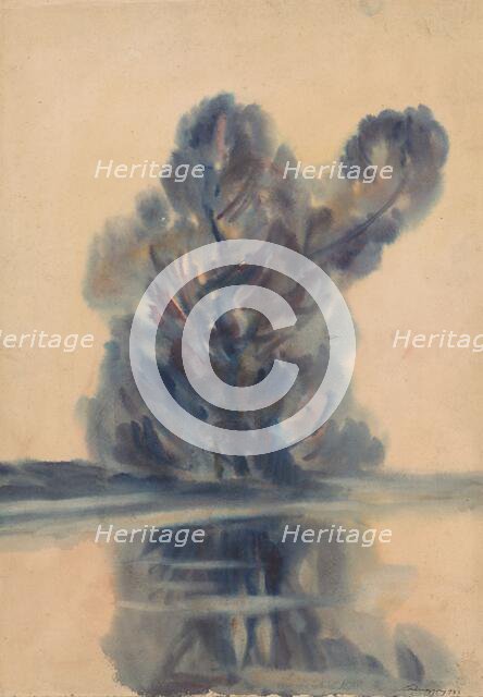 Blue tree over the lake, 1931. Creator: Zolo Palugyay.