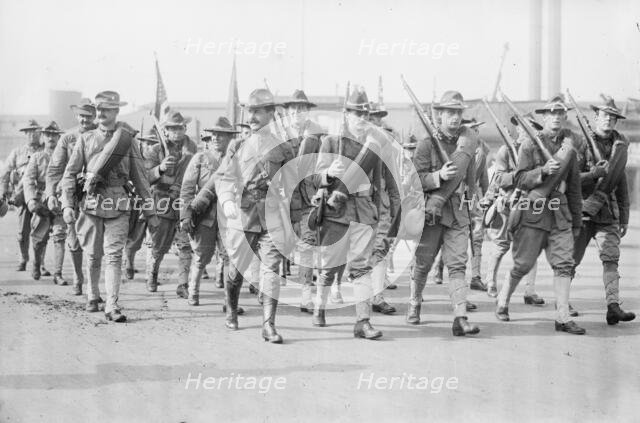 47th Rgt. Brooklyn - going to war games, between c1910 and c1915. Creator: Bain News Service.
