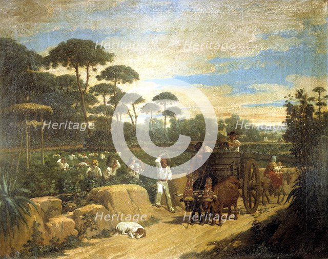 The grape harvest', oil by Joaquín Domínguez Becquer.