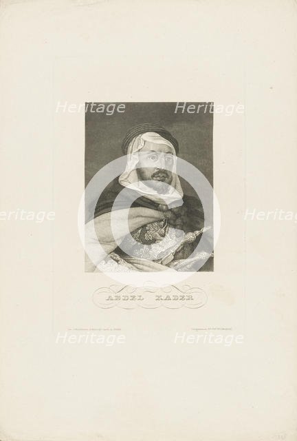 Portrait of Abdelkader ibn Muhieddine (1808-1883), ca 1860. Creator: Anonymous.