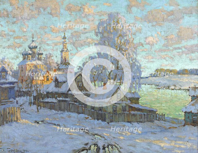 Village in the Winter Sun, 1919. Creator: Gorbatov, Konstantin Ivanovich (1876-1945).