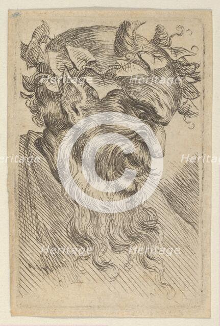 Satyr Mask with a Crown of Ivy, Facing Right, from Divers Masques, ca. 1635-45. Creator: Francois Chauveau.