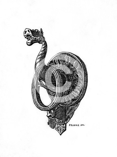 Doorknocker, late 14th century, (1843).Artist: Henry Shaw