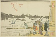 Women and Children Viewing the Fireworks, Japan, c. 1798. Creator: Hokusai.