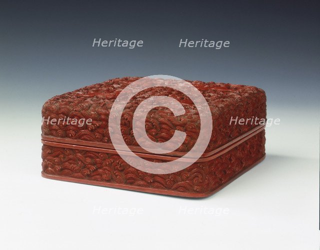Carved red lacquer covered box, Qing dynasty, China, mid-late 18th century. Artist: Unknown