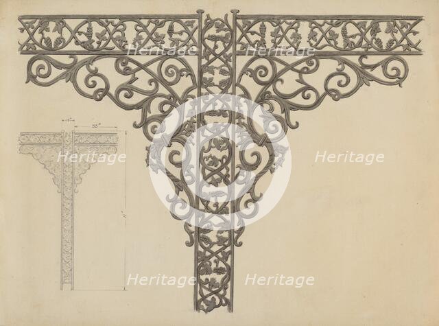 Iron Porch Supports, c. 1936. Creator: John R. Towers.