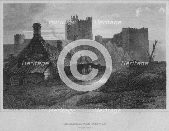 'Bamborough Castle, Northumberland', 1814. Artist: John Greig.