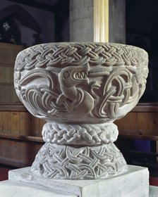Norman font, Church of St Cassian, Chaddesley Corbett, Worcestershire, c2006. Artist: James O Davies.