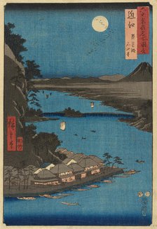 Omi Province: Lake Biwa and Ishiyama Temple (Omi, Biwako Ishiyamadera), from the series "F..., 1853. Creator: Ando Hiroshige.